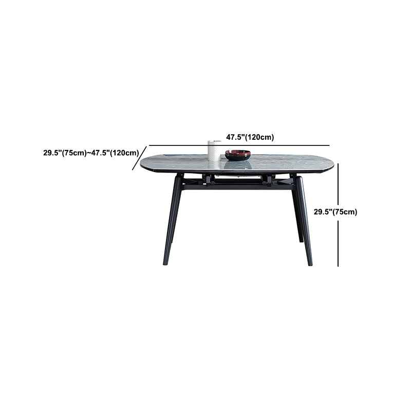 Modern Scalable Dinette Set 1/4/5/7 Pieces Round Blue Sintered Stone Top Dining Table Set