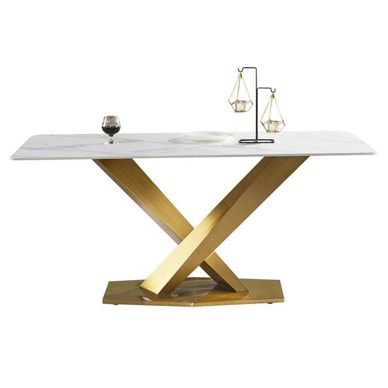 Glam Rectangle Dining Table Set 1/2/5/7 Pieces Dinette Set with Sintered Stone Top