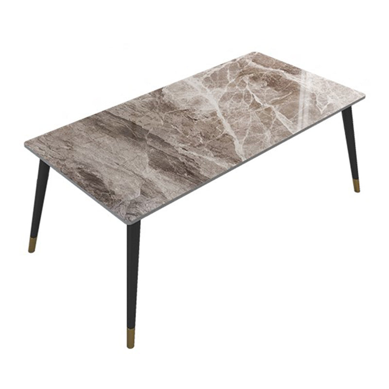 Glam Iron Dining Table Set 1/2/5/7 Pieces Rectangle Dinette Set with Sintered Stone Top