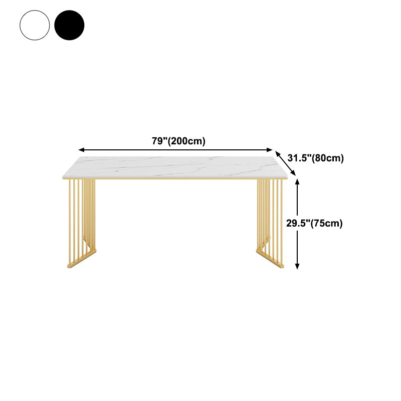 Glam Iron Dining Table Set 1/2/5/7 Pieces Dinette Set with Rectangle Sintered Stone Top