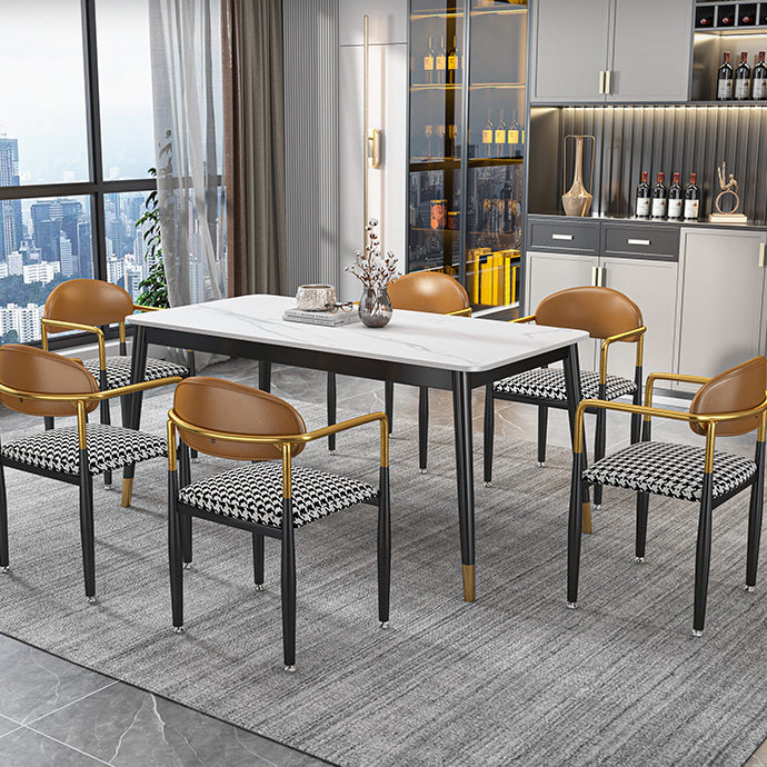 Glam Rectangle Dining Table Set 1/4/5/7 Pieces Dinette Set with Sintered Stone Top