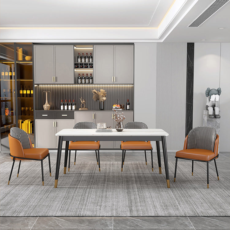 Glam Rectangle Dining Table Set 1/4/5/7 Pieces Dinette Set with Sintered Stone Top