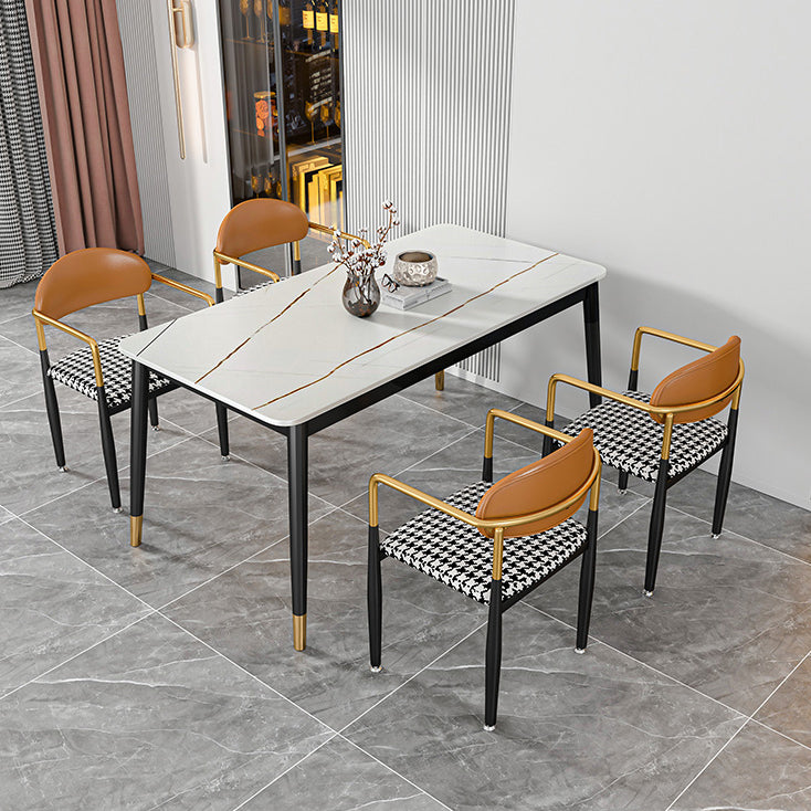 Glam Rectangle Dining Table Set 1/4/5/7 Pieces Dinette Set with Sintered Stone Top