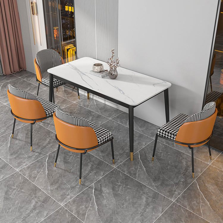 Glam Rectangle Dining Table Set 1/4/5/7 Pieces Dinette Set with Sintered Stone Top