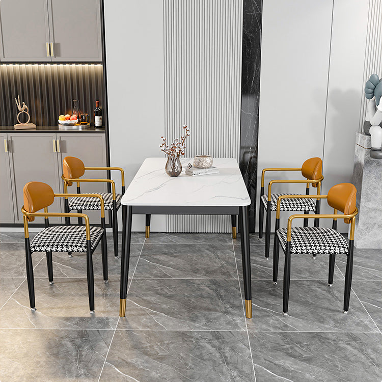 Glam Rectangle Dining Table Set 1/4/5/7 Pieces Dinette Set with Sintered Stone Top