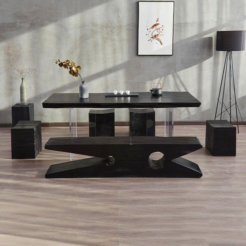 Modern Black Wood Dining Table Specialty Dining Table for Kitchen