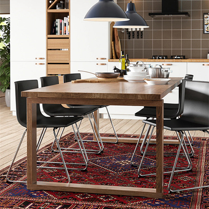 Brown Rectangle Simplicity Dinette Table Pine Solid Wood Sled Base Table