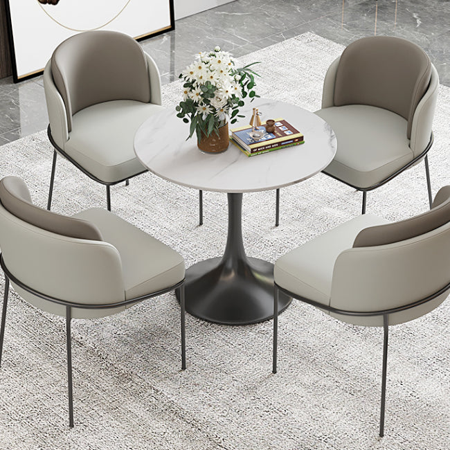 Modern Style Dining Table Sintered Stone Round Tulip Table for Dining Room