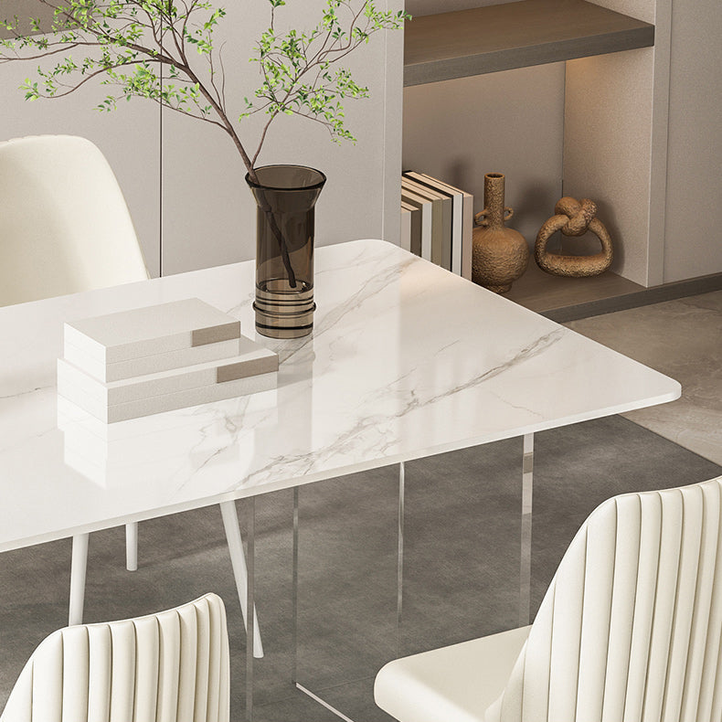Sintered Stone Dining Table Modern Acrylic Base Table for Kitchen