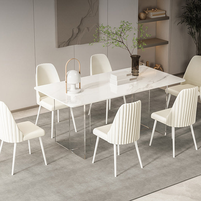 Sintered Stone Dining Table Modern Acrylic Base Table for Kitchen