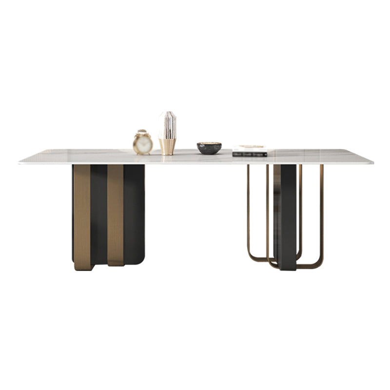 Traditional Luxury Furniture Stainless Steel Double Pedestal Base Dinner Table