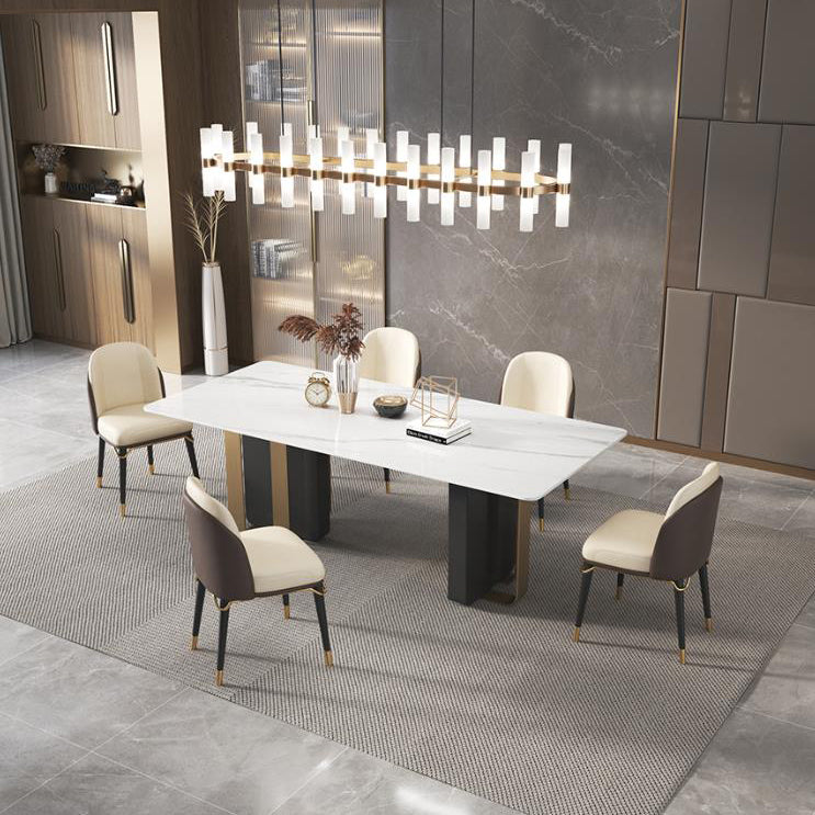 Traditional Luxury Furniture Stainless Steel Double Pedestal Base Dinner Table