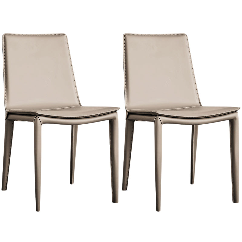 Designer Style Matte Finish Leather Side Chair Solid Back Home Dining Chair