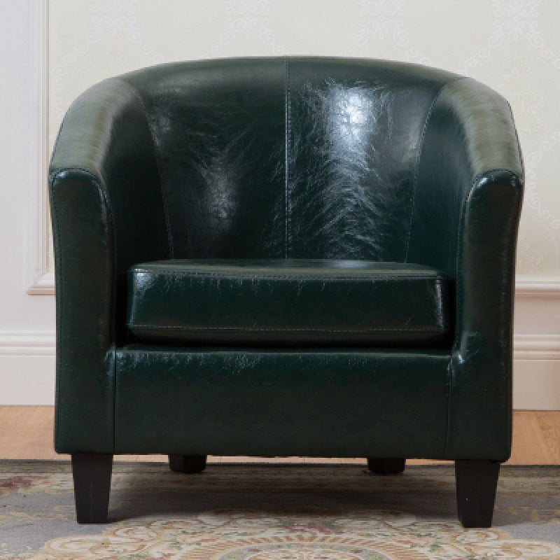 Faux Leather Accent Chair 28.34" L x 28.34" W x 25.59" H Barrel Chair