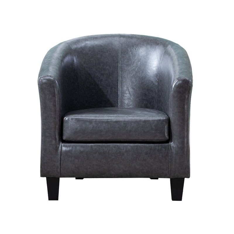Faux Leather Accent Chair 28.34" L x 28.34" W x 25.59" H Barrel Chair