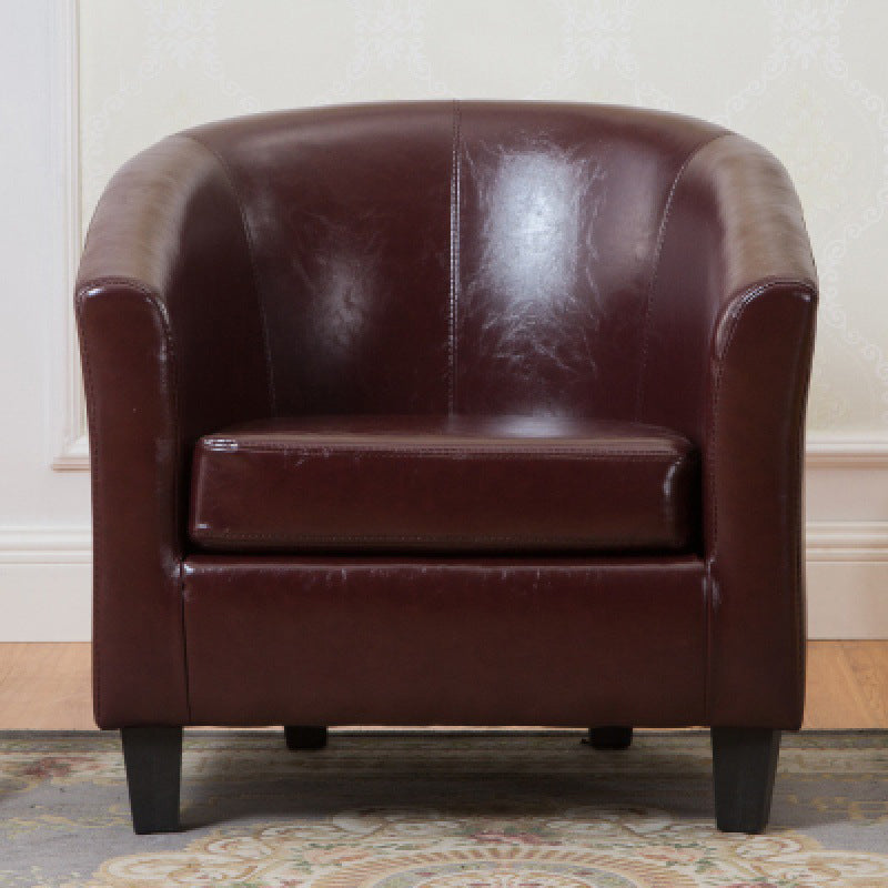 Faux Leather Accent Chair 28.34" L x 28.34" W x 25.59" H Barrel Chair