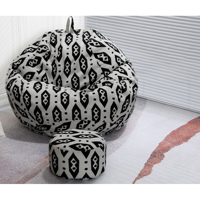 Linen Barrel Accent Chair Armless Round Chair with Ottomans for Living Room