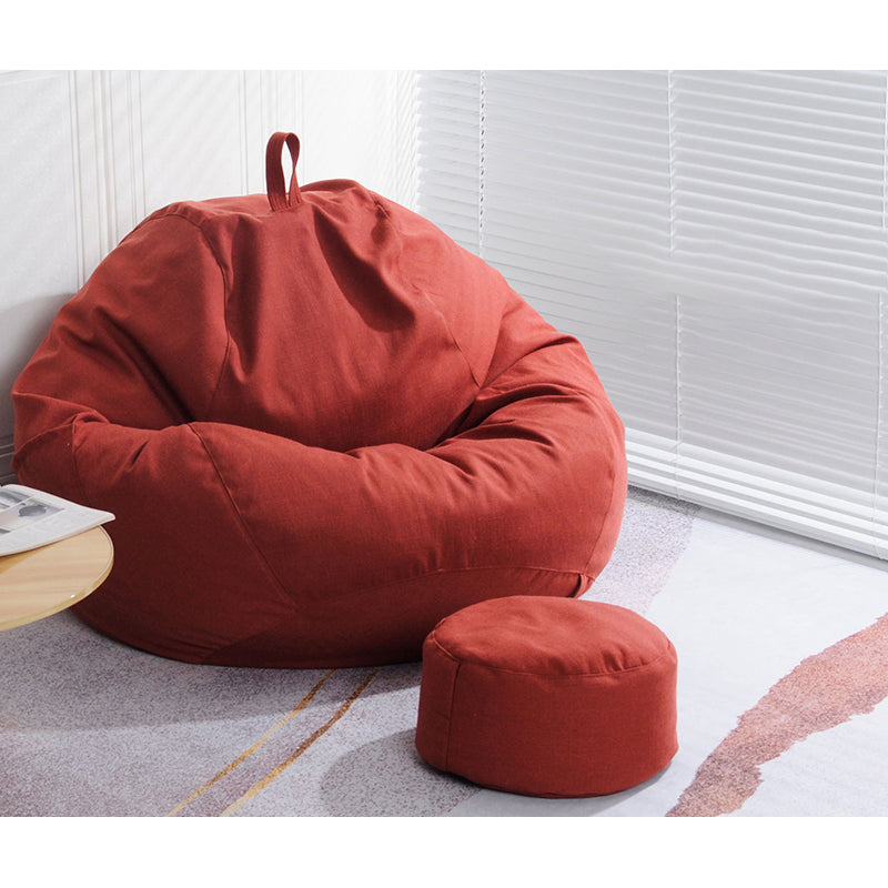 Linen Barrel Accent Chair Armless Round Chair with Ottomans for Living Room