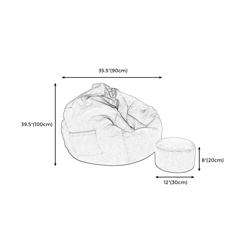 Linen Barrel Accent Chair Armless Round Chair with Ottomans for Living Room