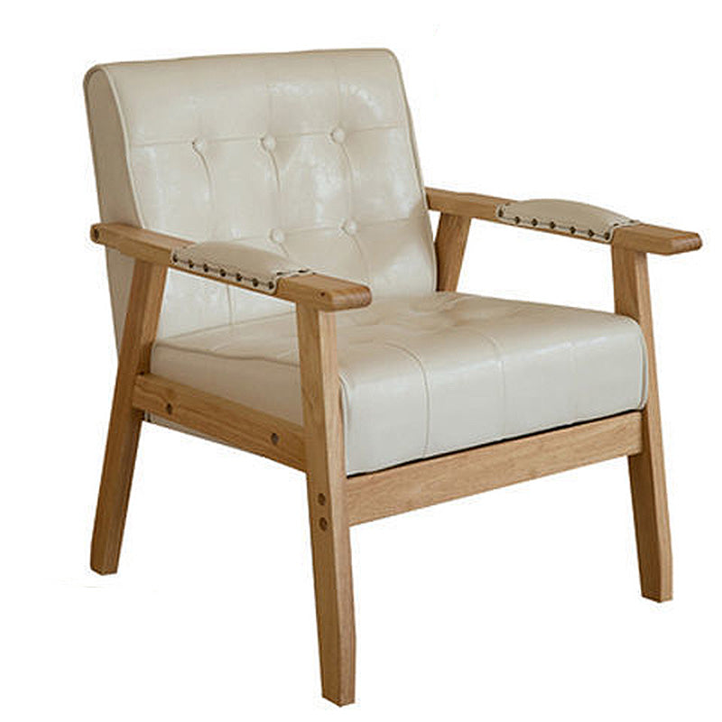 Modern 25.5"W PU Arm Chair with Basic Four Legs and Tufted Back for Office