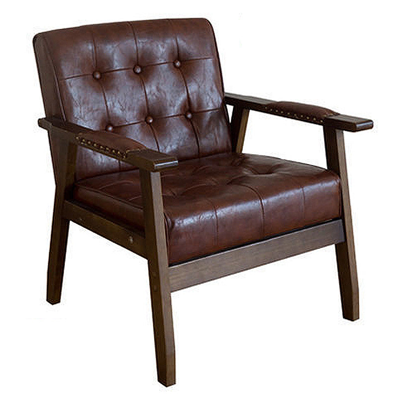 Modern 25.5"W PU Arm Chair with Basic Four Legs and Tufted Back for Office