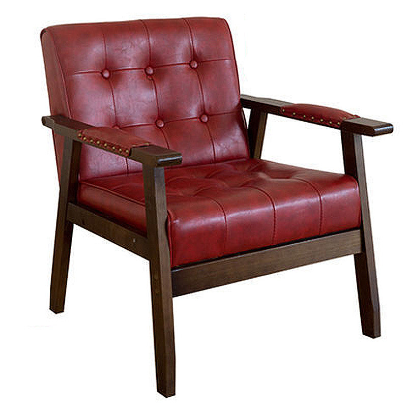 Modern 25.5"W PU Arm Chair with Basic Four Legs and Tufted Back for Office