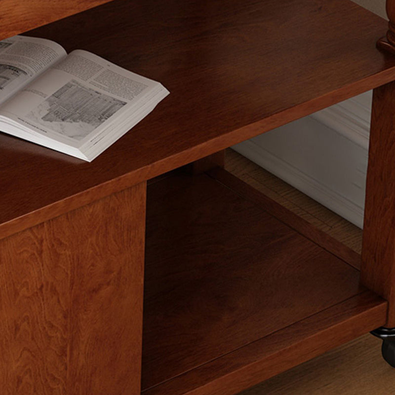 13.7" W X 23.6" H Farmhouse Wood Side Table Two-Drawer Side Table with Wheels
