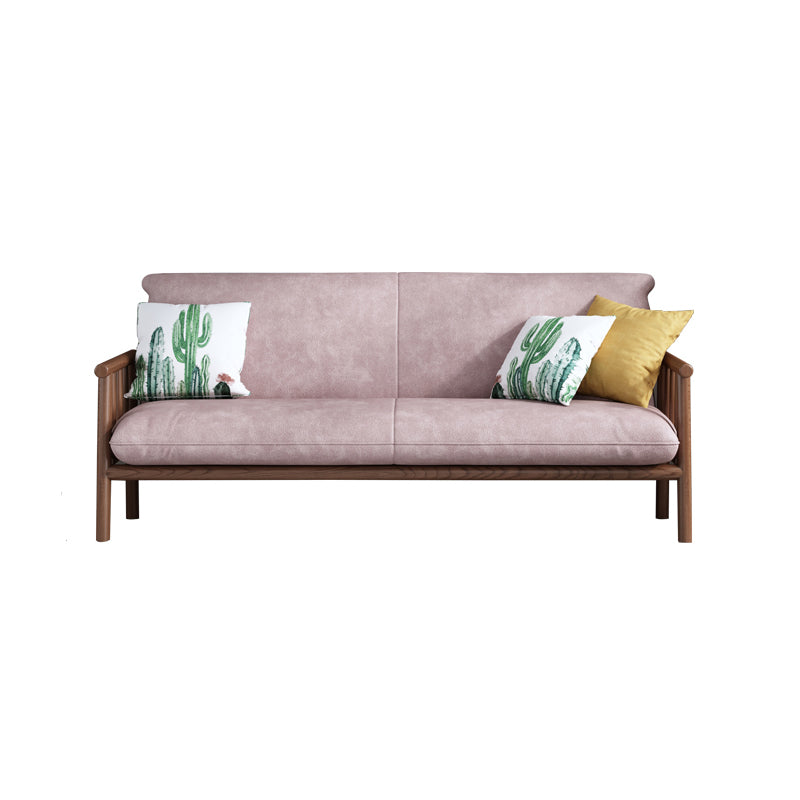 Faux Leather Scandinavian Square Arm Sofa with Wood Base - 30.3" H