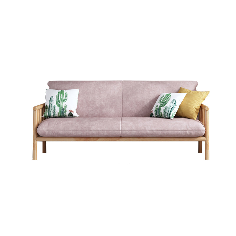 Faux Leather Scandinavian Square Arm Sofa with Wood Base - 30.3" H