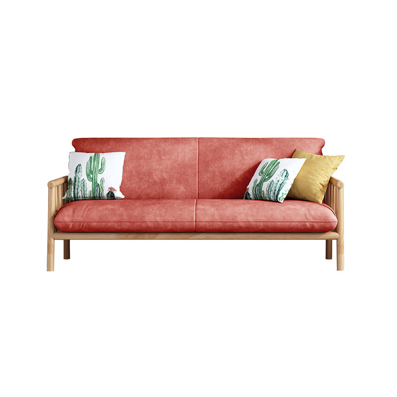 Faux Leather Scandinavian Square Arm Sofa with Wood Base - 30.3" H
