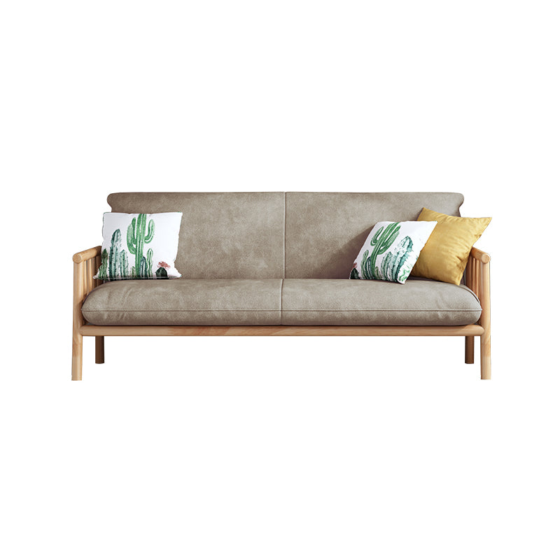 Faux Leather Scandinavian Square Arm Sofa with Wood Base - 30.3" H