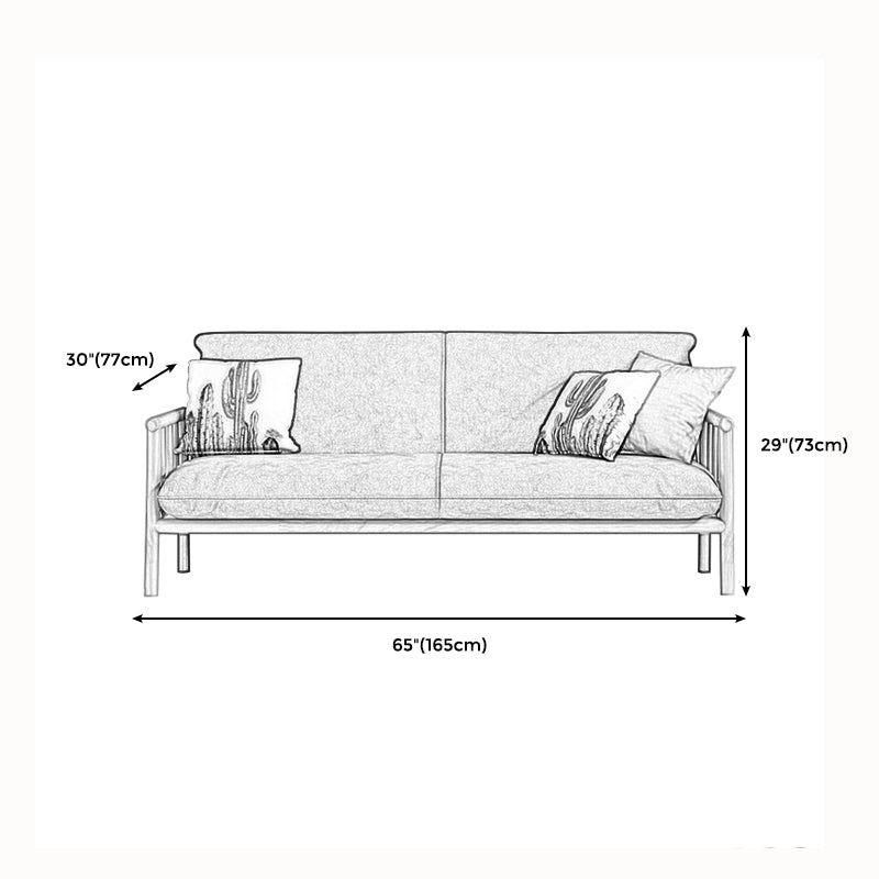 Faux Leather Scandinavian Square Arm Sofa with Wood Base - 30.3" H