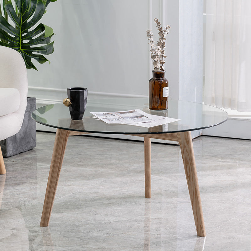 Round Clear Glass Coffee Table Nordic 3 Legs Coffee Cocktail Table