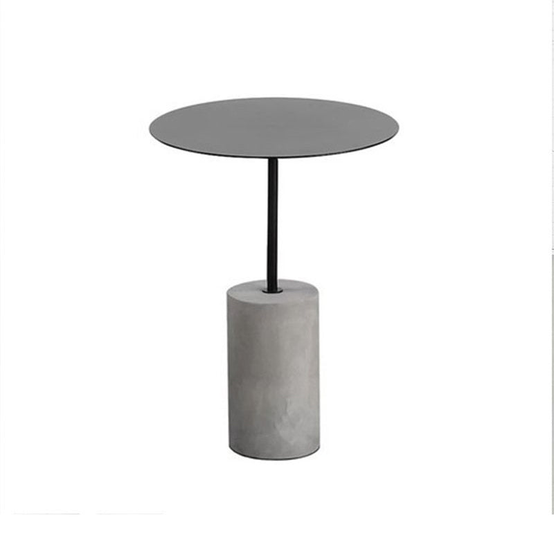 Iron End Table 15.7" Long Mid-Century Round Side Table in Grey