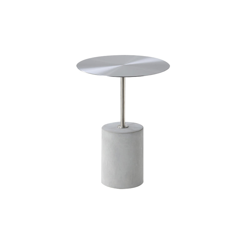 Iron End Table 15.7" Long Mid-Century Round Side Table in Grey