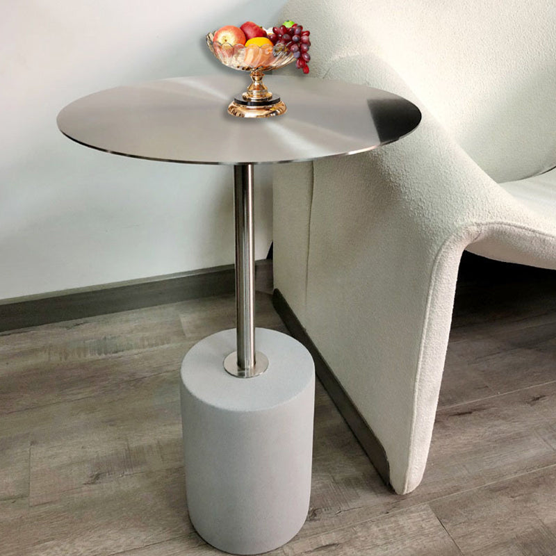 Iron End Table 15.7" Long Mid-Century Round Side Table in Grey