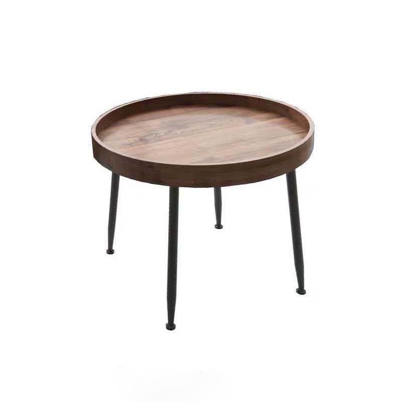 Round Coffee Table with Wood Accents 4 Legs Modern Coffee Cocktail Table