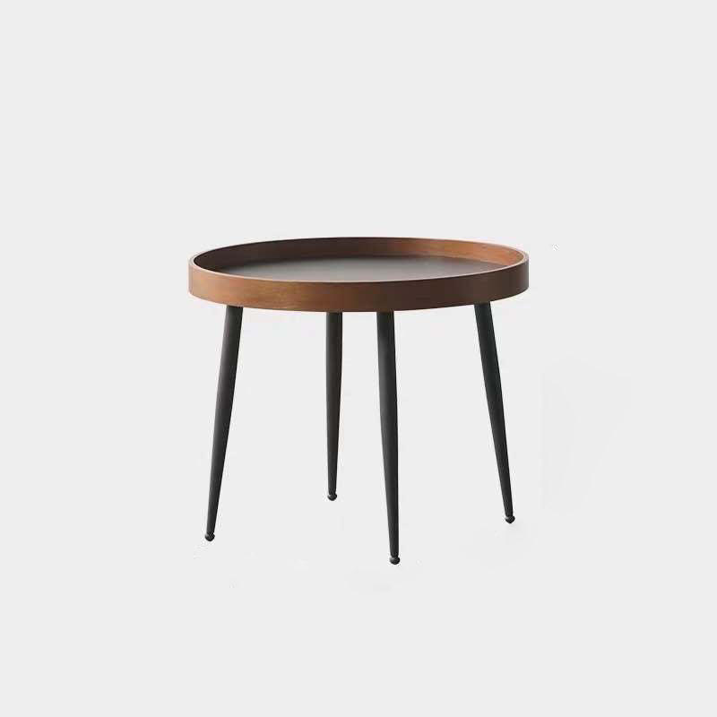 Round Coffee Table with Wood Accents 4 Legs Modern Coffee Cocktail Table