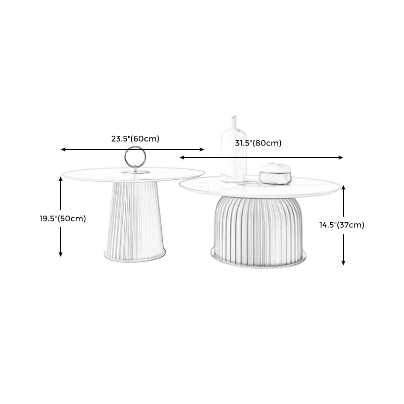 Modern Coffee/White Round Coffee Table Porcelain Metal Cocktail Table