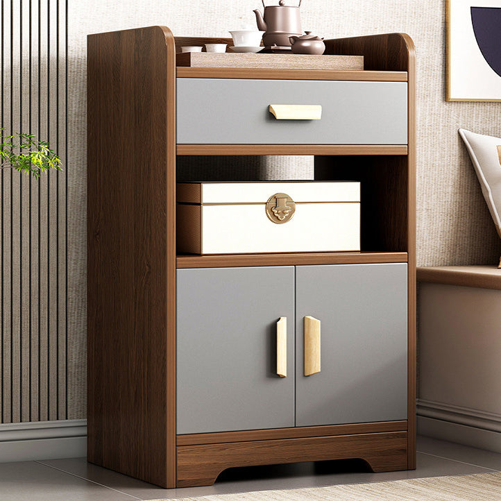 Engineered Wood Bookcase with Doors Vertical Bookshelf for Office