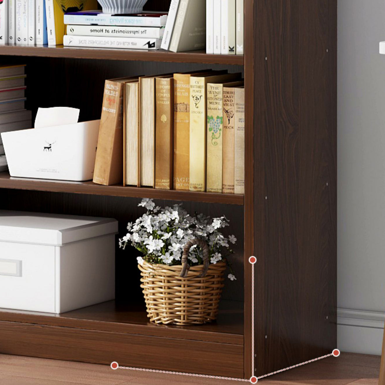 Closed Back Modern Style Bookshelf Wood Bookcase for Home Office