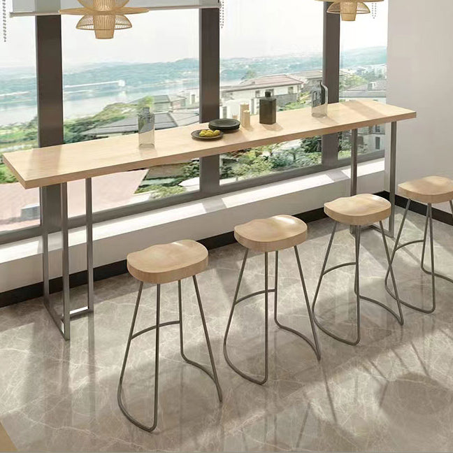 Luxury Rectangle Solid Wood Bar Table Set 1/4/6 Pieces Counter Table with Backless Stools