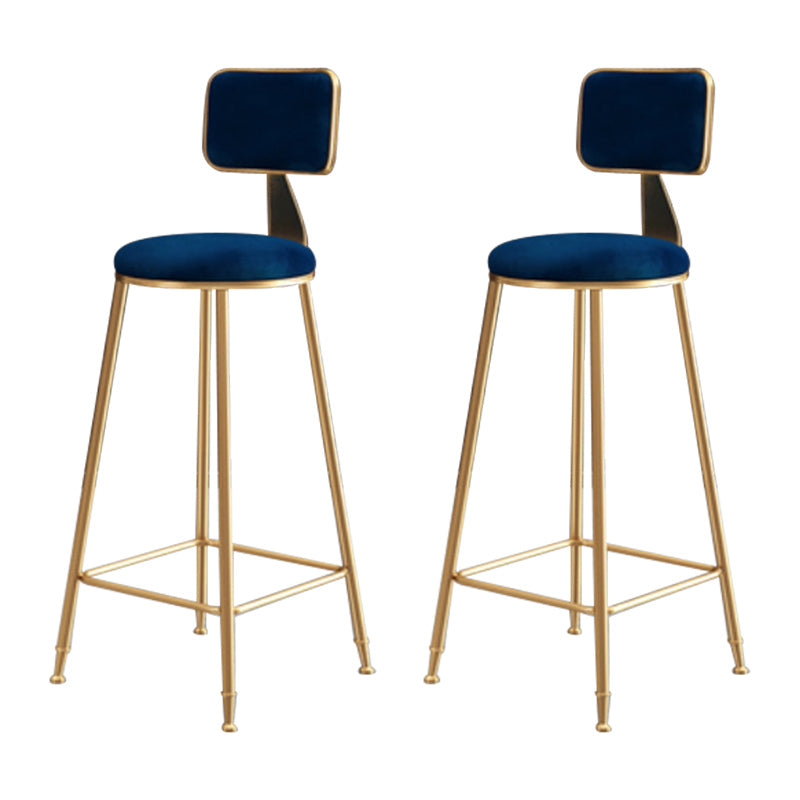 Nordic Backrest Armless Counter Stool Iron Dessert Shop Bar Stool with Pedal and Cushion