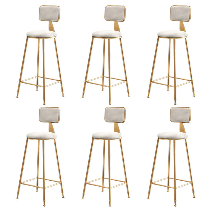 Nordic Backrest Armless Counter Stool Iron Dessert Shop Bar Stool with Pedal and Cushion