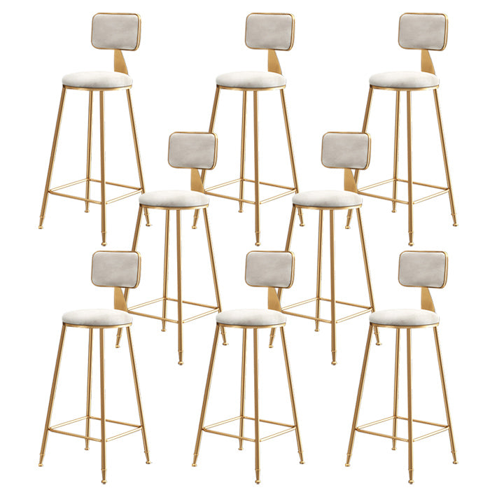 Nordic Backrest Armless Counter Stool Iron Dessert Shop Bar Stool with Pedal and Cushion