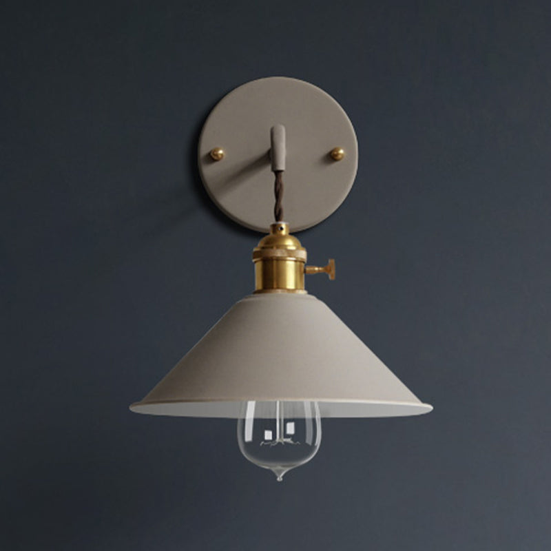 Metal Conical Shade Wall Light Nordic Colorful 8" Wide Wall Sconce for Living Room