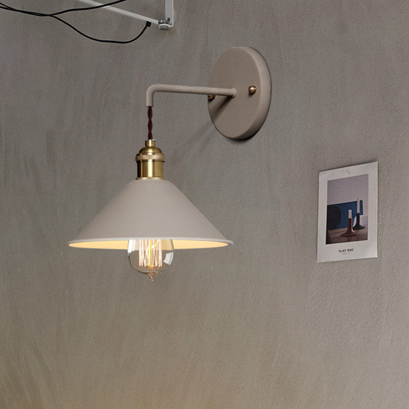 Metal Conical Shade Wall Light Nordic Colorful 8" Wide Wall Sconce for Living Room