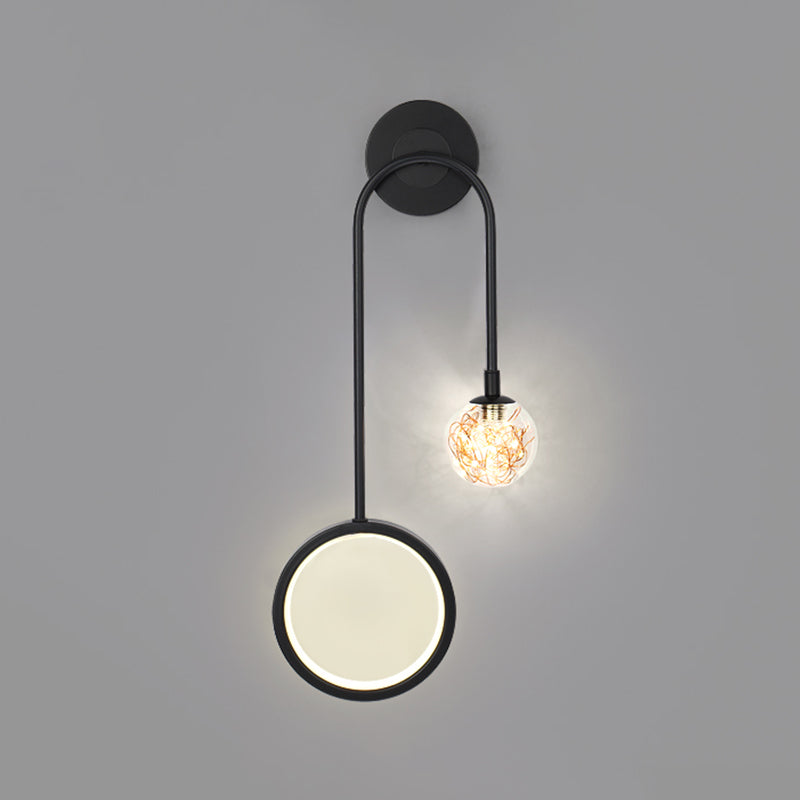 2-Light Round Wall Lighting Ideas Modern Style Metal Wall Mount Lamp