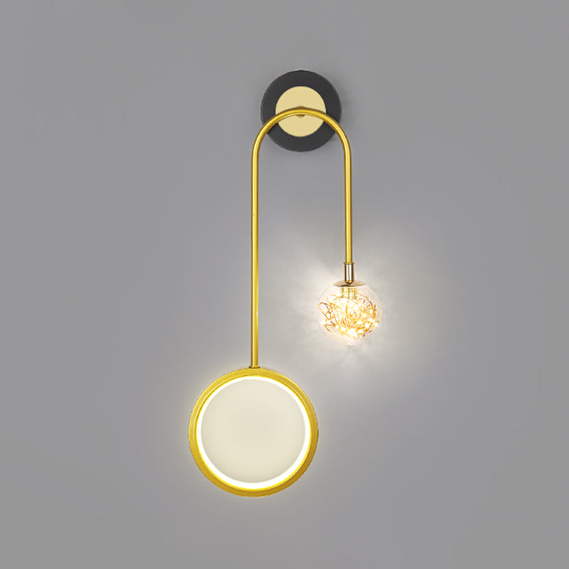 2-Light Round Wall Lighting Ideas Modern Style Metal Wall Mount Lamp