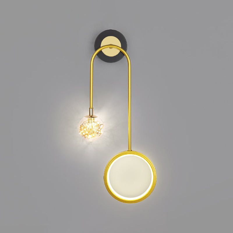2-Light Round Wall Lighting Ideas Modern Style Metal Wall Mount Lamp